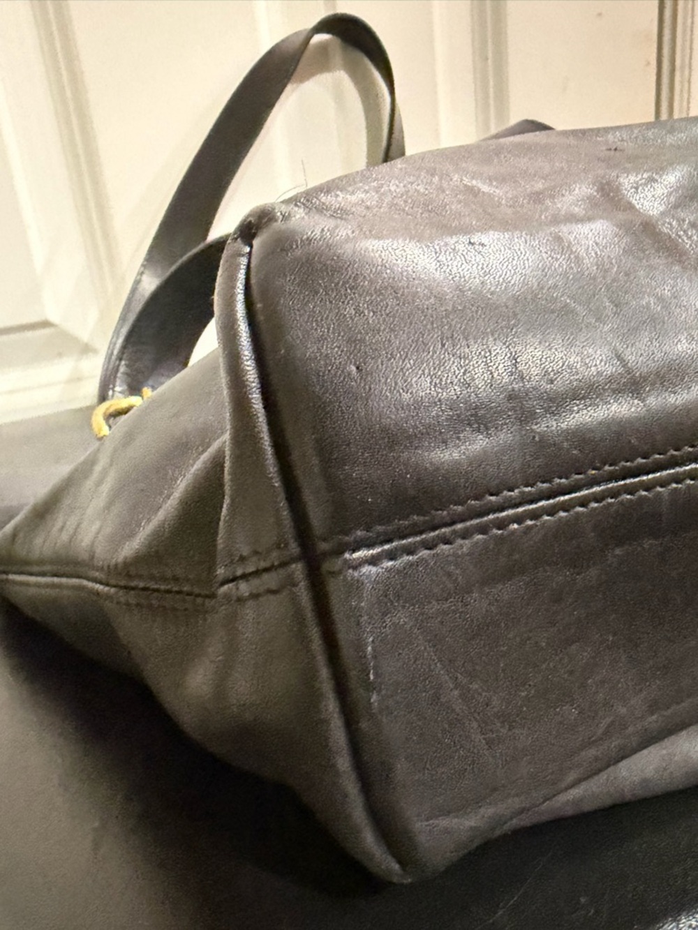 Coach vintage Lafayette Black Leather shoulder Tote with brass Buckle Strap 4140 - Picture 6 of 10